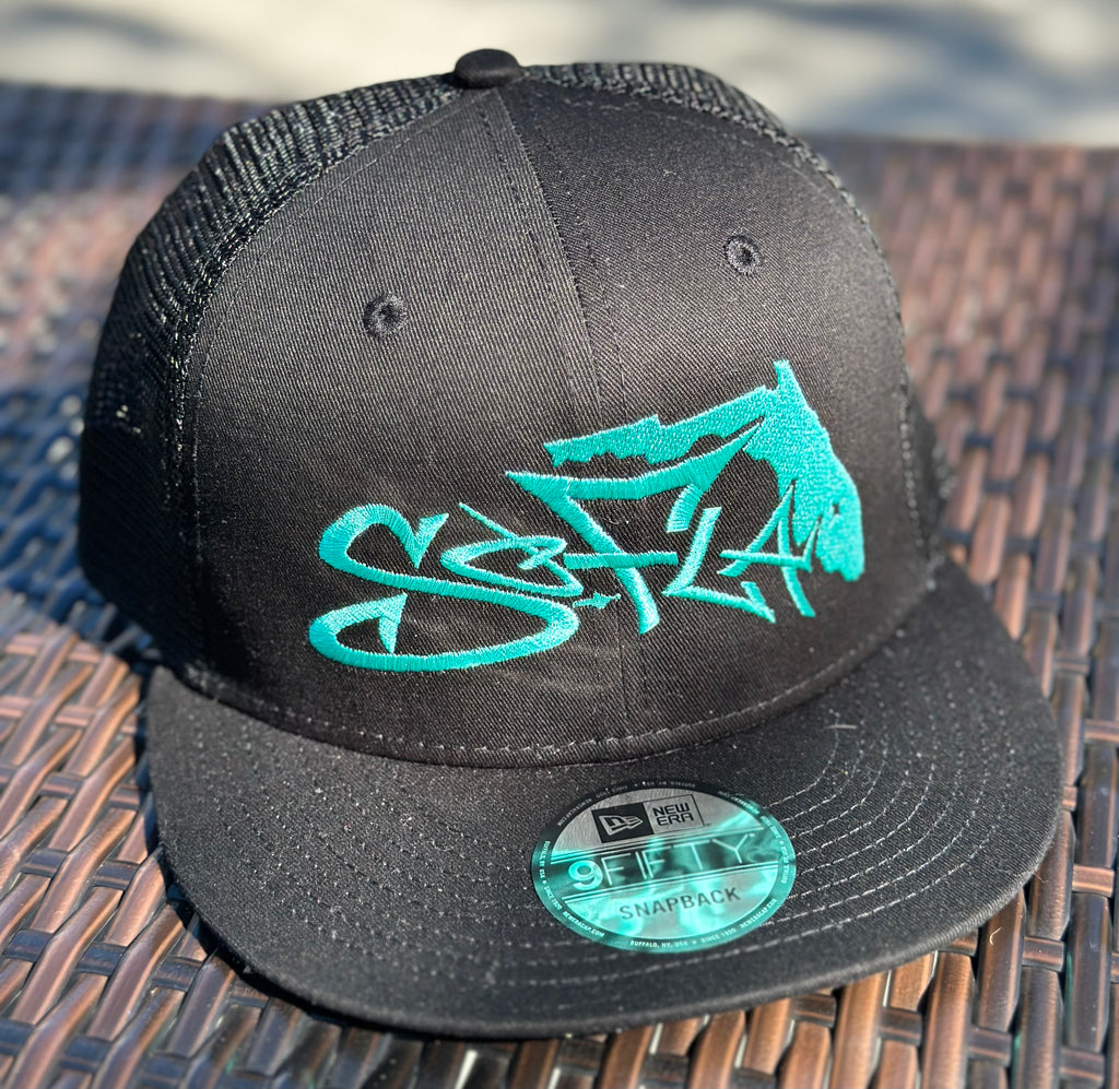 Snapback Black/ Teal Stitching - Mesh Back (Copy) (Copy)