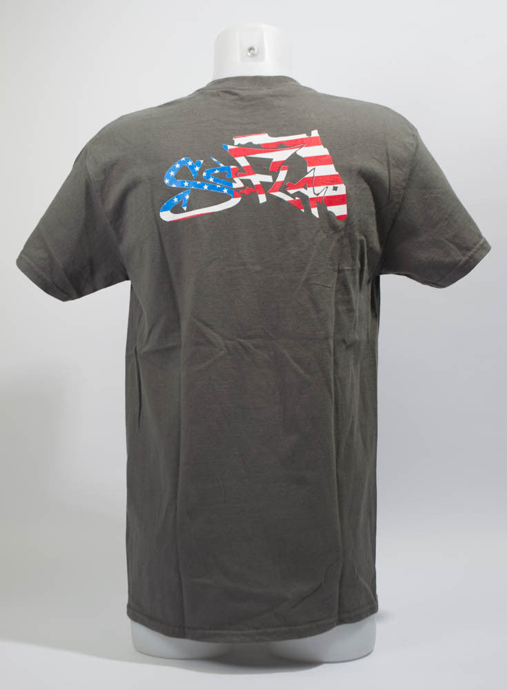 Short Sleeve American Flag Grey