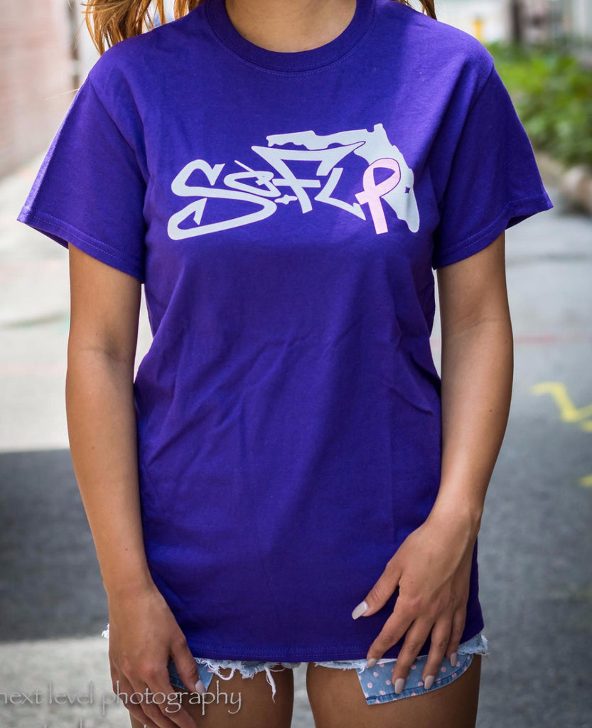 Short Sleeve Breast Cancer Purple