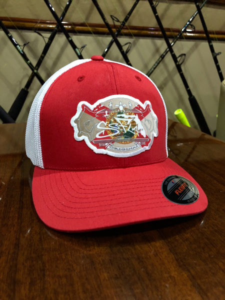 Red and White Heritage flex fit trucker – So-Fla Sunwear